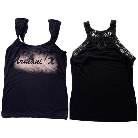 Armani Exchange Tops - Vintage Lot of 2 Black Cami Tops Size XS Women's